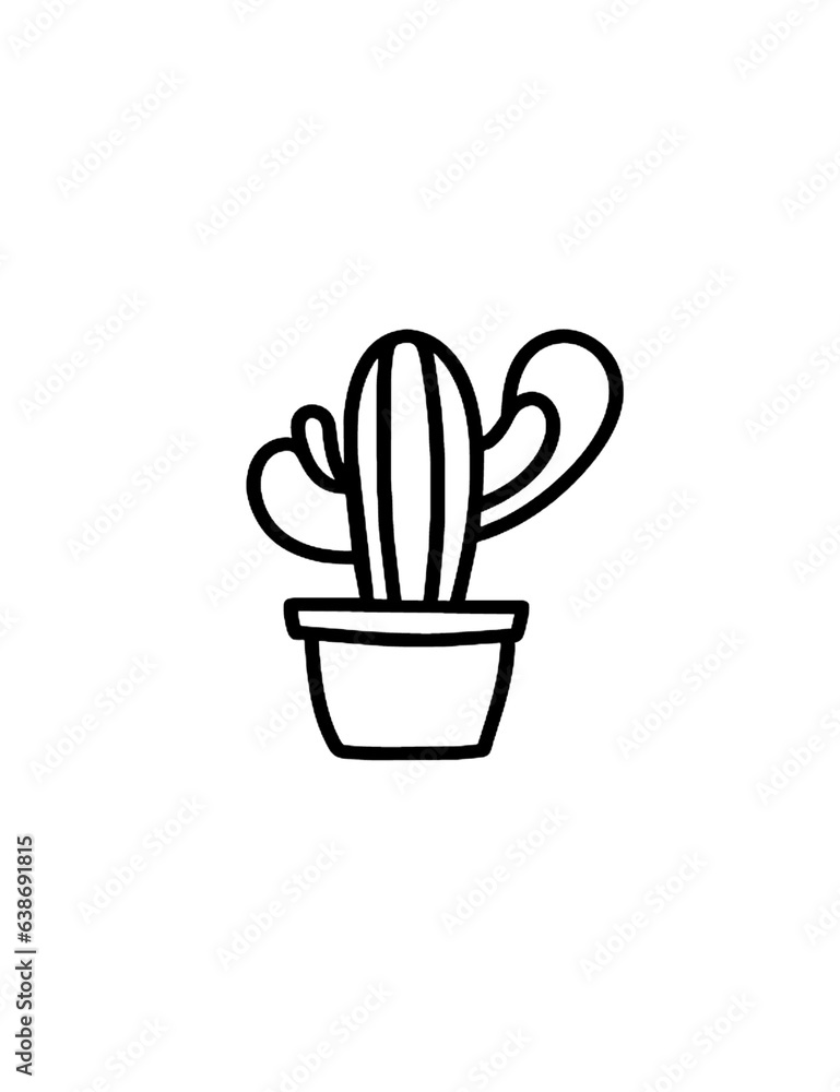 Vector Cactus Hand-drawn Outline Vector Cactus Hand-drawn Outline