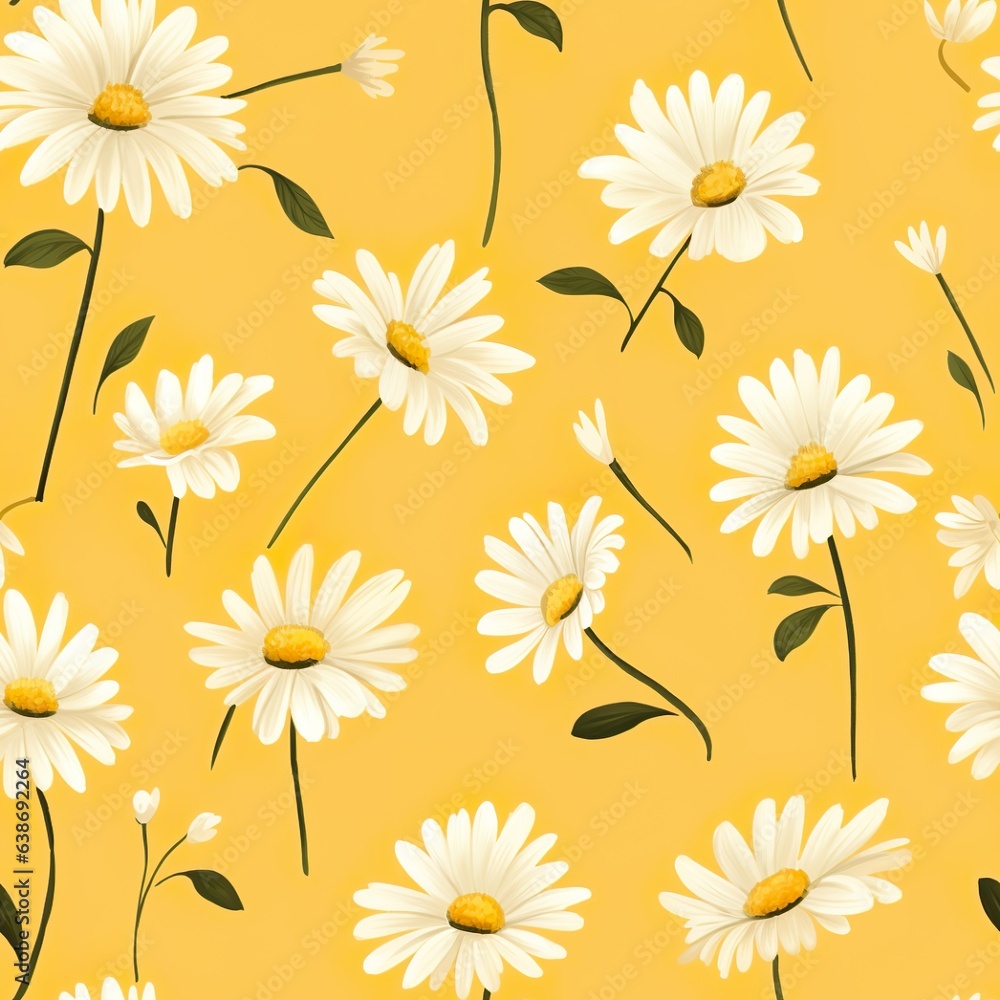 Obraz premium Watercolor Daisies: Bright Seamless Floral Pattern