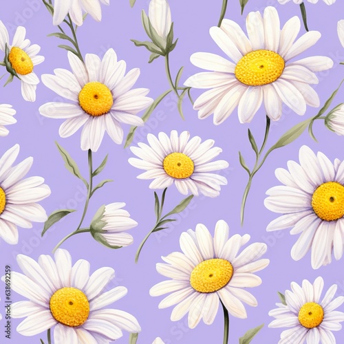 Watercolor Daisies  Bright Seamless Floral Pattern