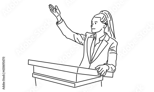 line art of public speaker vector illustration