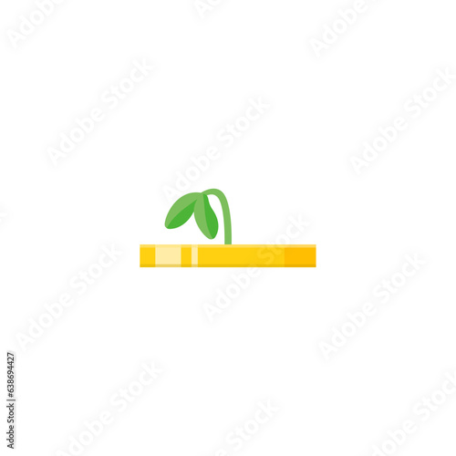 1枚のコインと枯れてしおれた葉っぱ - お金が減る･損失･減収のイメージの素材
