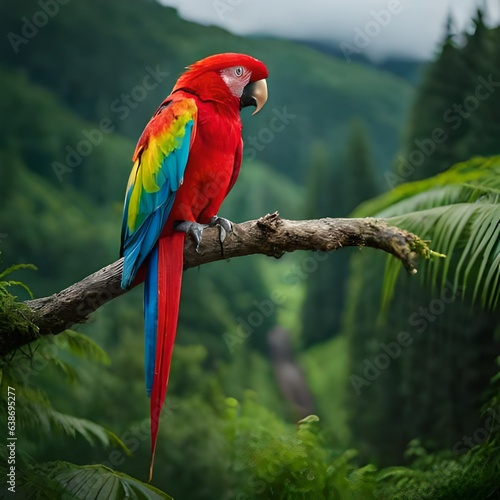 red and blue macaw ai generated