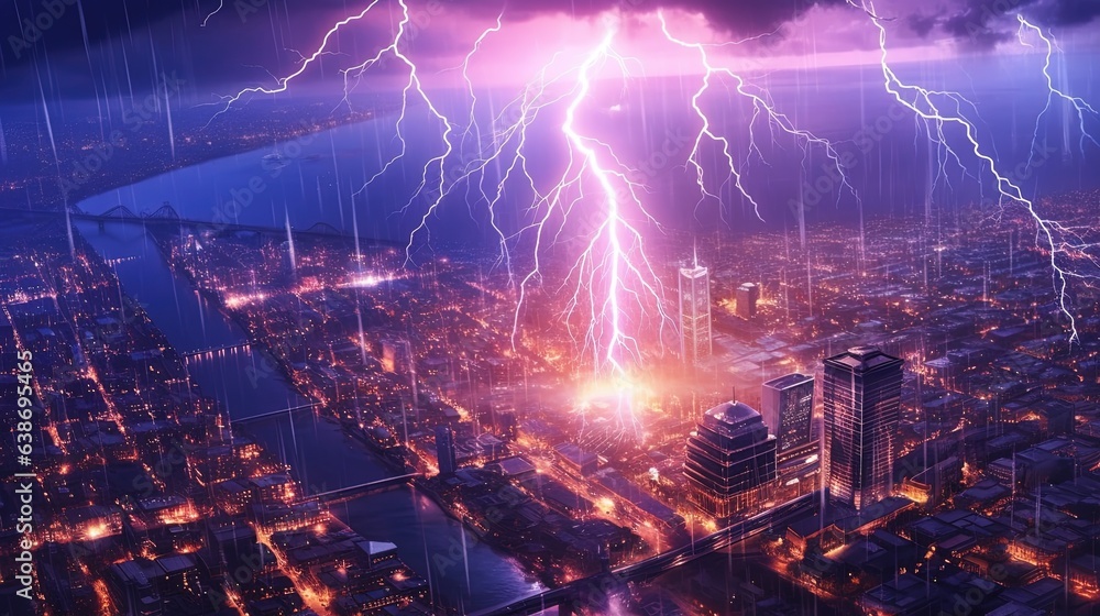 Fototapeta premium world of lightning, digital art illustration, Generative AI