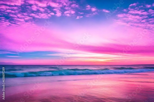 pink sky over the ocean © Lady