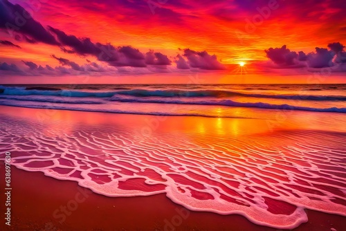 pink sunset on the beach