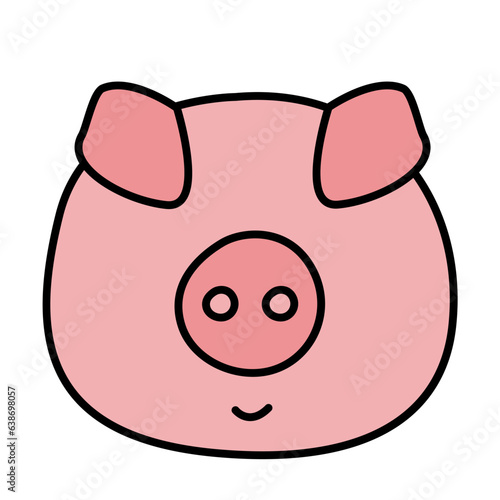 pig of cute animal emoji flat icon style