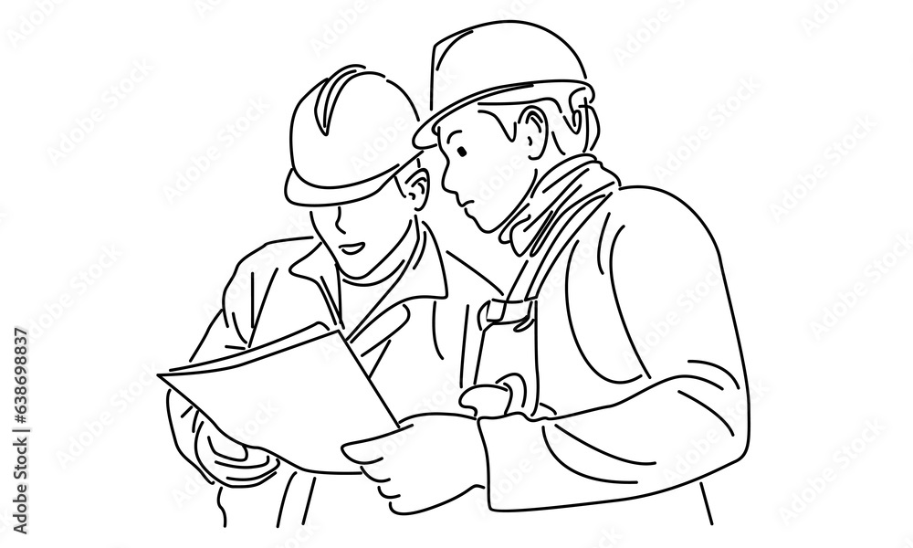 line art of construction manager brief to builder coordinator