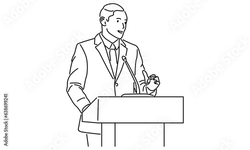 line art of public speaker vector illustration