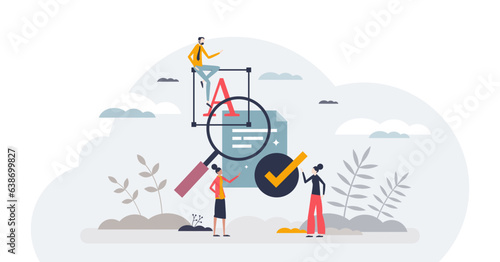 Keyword research and text content description for SEO tiny person concept, transparent background. Search engine optimization as effective information management for website illustration.