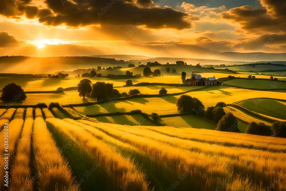 Obraz premium sunset over the field