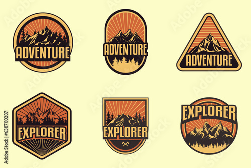 mountain adventure logo vintage set of summer camping outdoor adventure and badge logo,Graphics for t-shirt prints, stickers, posters 