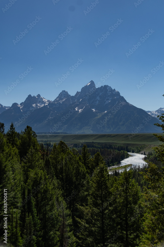 Landscape views of The Grand Teton National Park in Summer 