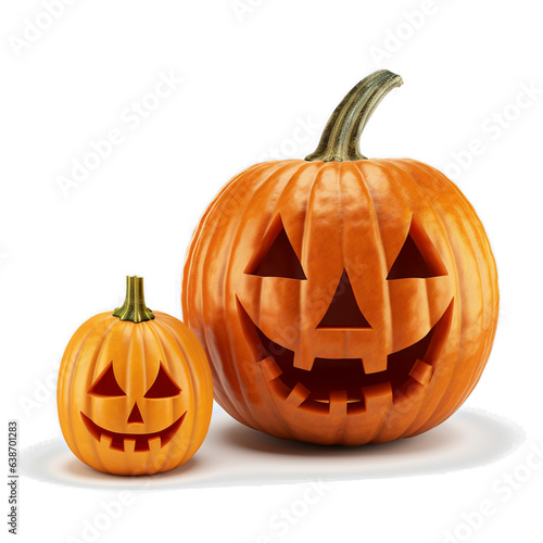 1 Jack-O-Lantern and a high resolution pumpkin. on a white background