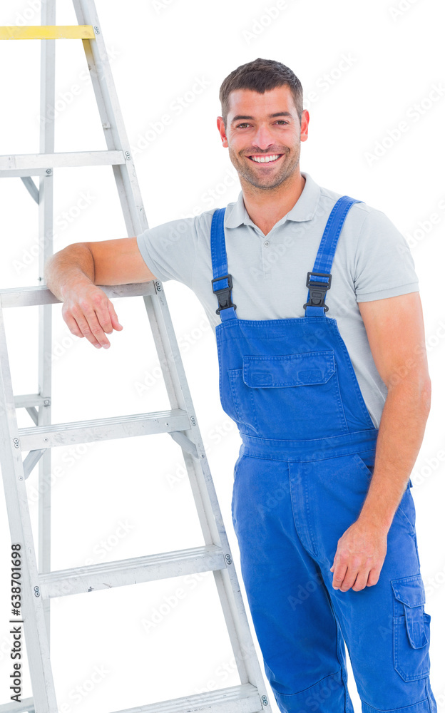 Digital png photo of happy caucasian worker on transparent background Digital png photo of happy caucasian worker on transparent background