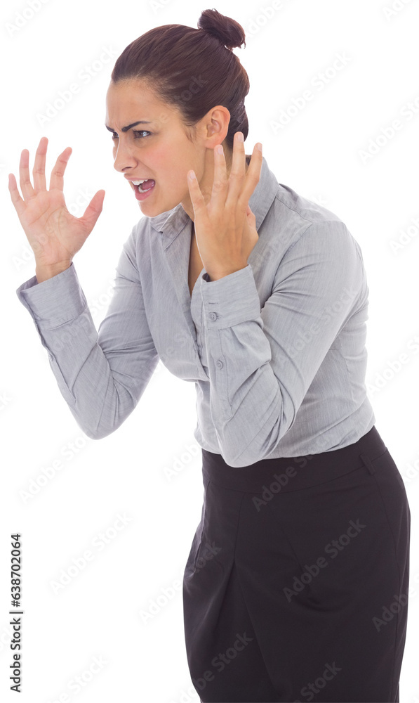 Digital png photo of angry caucasian businesswoman on transparent background Digital png photo of angry caucasian businesswoman on transparent background