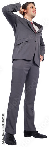 Digital png photo of thoughtful caucasian businessman on transparent background