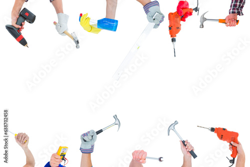 Digital png illustration of hand tools on transparent background