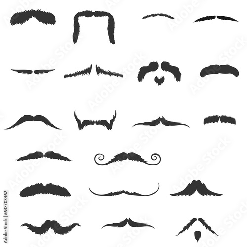 Digital png illustration of mustache shapes on transparent background