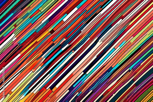 Abstract art of diagonal lines in vivid colors.