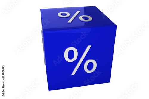 Digital png illustration of cube with percent symbol on transparent background