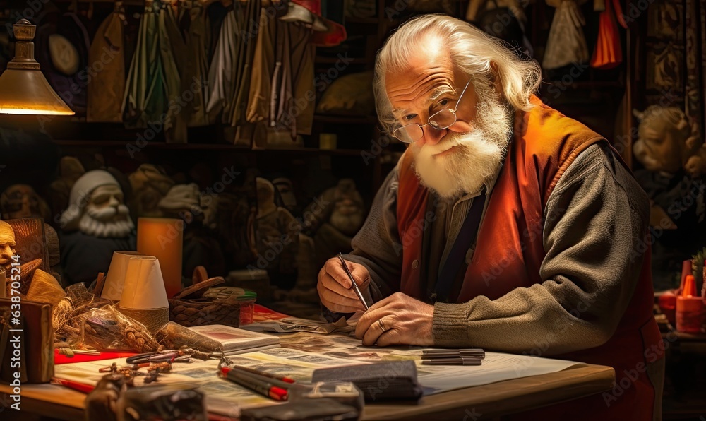 old man gifts and wrapping for him from table to table made with Generative AI old man gifts and wrapping for him from table to table made with Generative AI