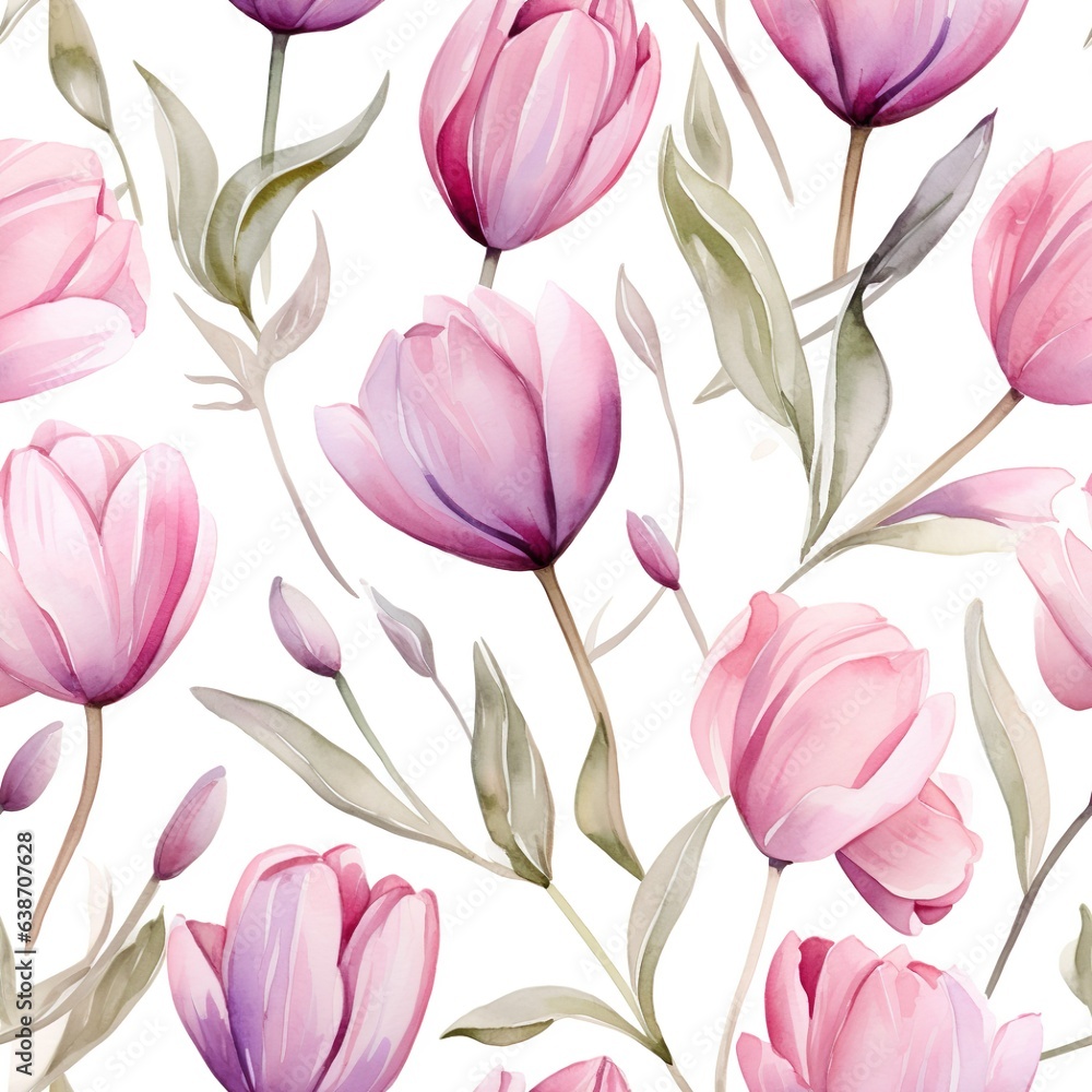 Charming Tulips Seamless Floral Pattern