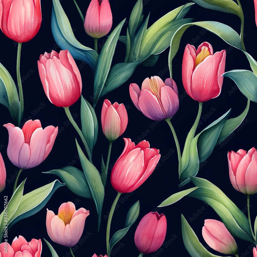 Charming Tulips Seamless Floral Pattern Charming Tulips Seamless Floral Pattern