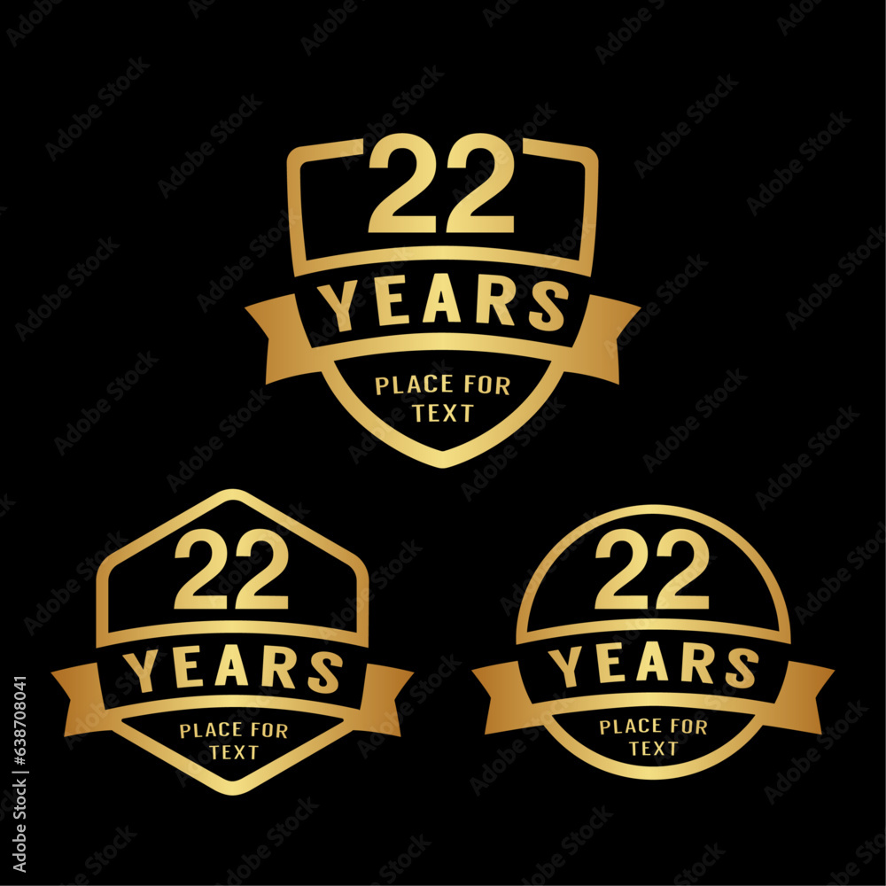 Obraz premium 22 years anniversary celebration logotype. 22nd anniversary logo collection. Set of anniversary design template. Vector illustration. 