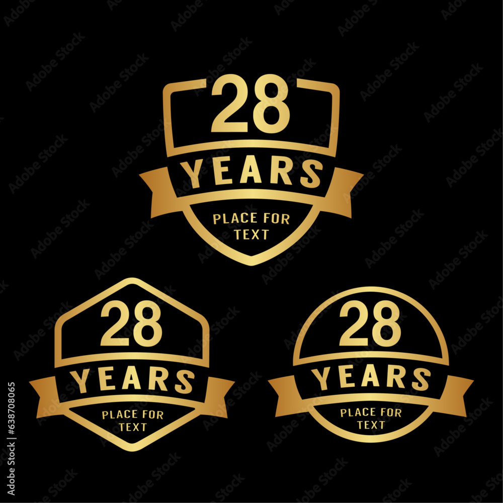 Fototapeta premium 28 years anniversary celebration logotype. 28th anniversary logo collection. Set of anniversary design template. Vector illustration. 