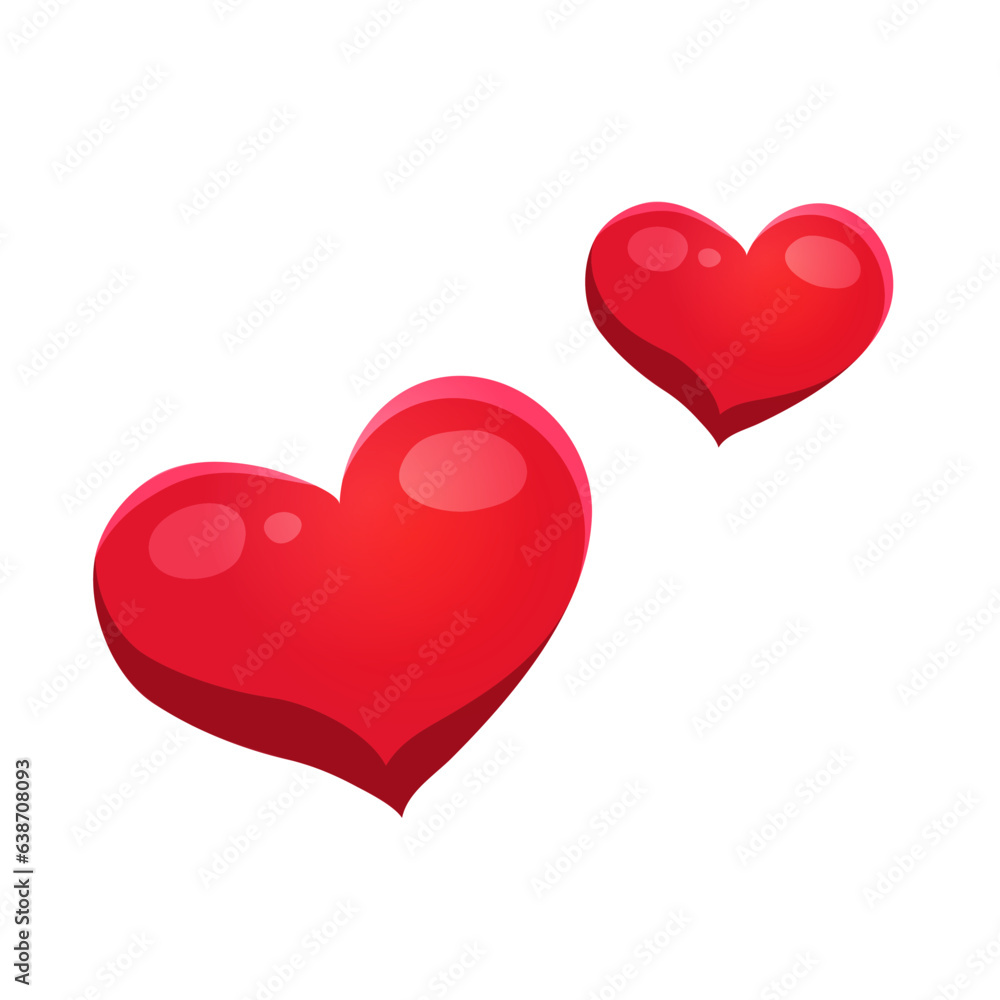 Two Hearts. Valentine's Day symbol. Vector illustration in cartoon flat style
