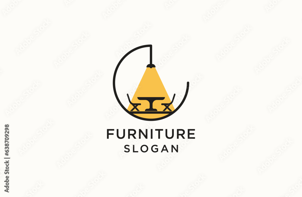 Furniture room logo lamp and line minimalist style outline monoline