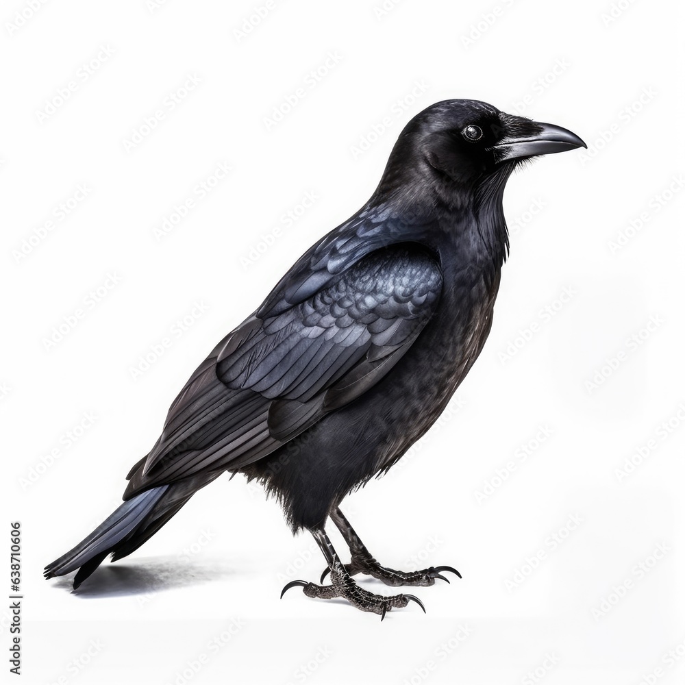 American crow bird isolated on white. Generative AI American crow bird isolated on white. Generative AI