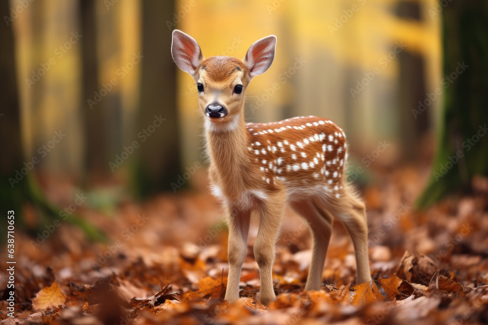 Cute spotted baby deer Stock Photo | Adobe Stock