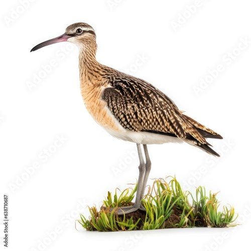 Bristle-thighed curlew bird isolated on white. Generative AI photo