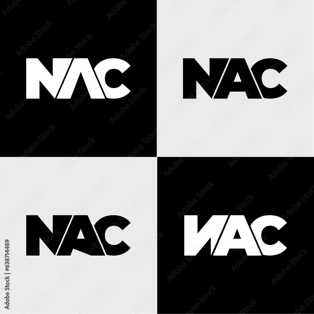 Set letter NAC logo monogram typhography initial Set letter NAC logo monogram typhography initial