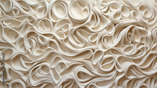 Generative AI, white, ivory and beige modelling clay, gypsum or ceramic background and texture, curls and flowing forms