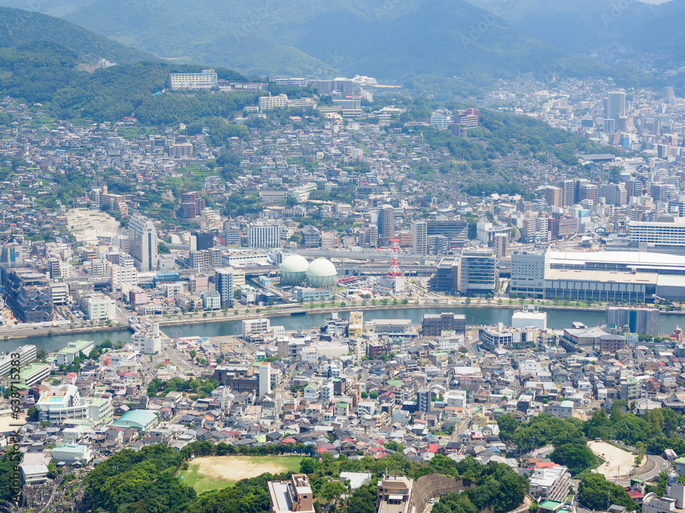 長崎県　長崎市の街並み　稲佐山からの眺め