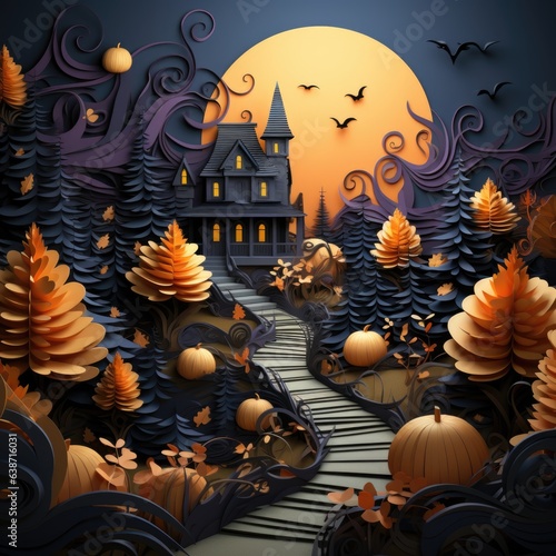 papercarf, handmade of Halloween background.  photo