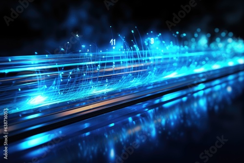 Fiber optic light transfer futuristic background. Cyberspace and background. Generative AI