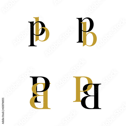 Set letter PB BP logo monogram typhography initial