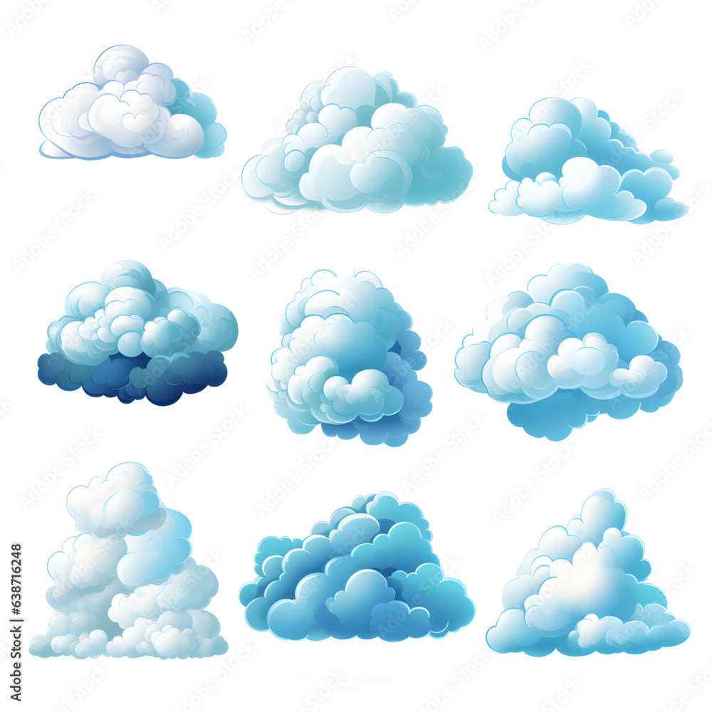 白い背景の様々な雲のアイコンセット
白い背景の様々な雲のアイコンセット