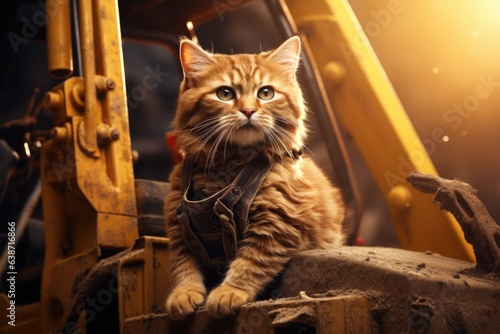 Cute cat wearing like loader