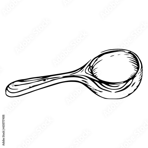 Wooden measuring spoon sketch illustration