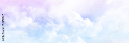 Panorama Clear purple or blue sky and pink cloud detail with copy space. Sky Landscape Background. Summer heaven with colorful clearing sky. Vector illustration. Sky clouds background.