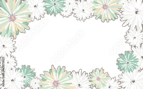 花のフレーム素材（白）