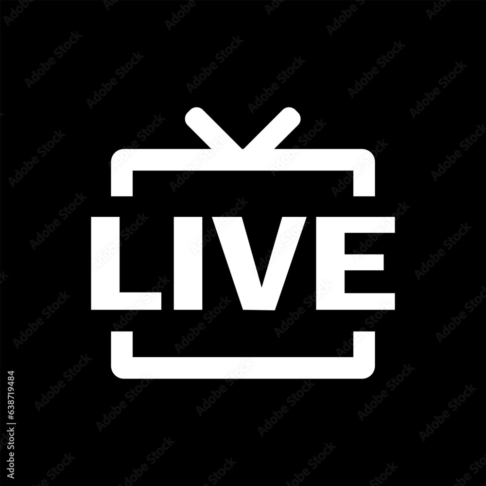 On air glowing sign. Live tv or radio light vector symbol. Stock