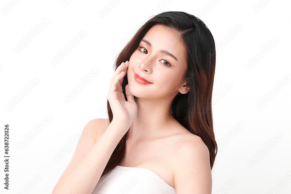 Beautiful young asian woman with clean fresh skin on white background, Face care, Facial treatment, Cosmetology, beauty and spa, Asian women portrait. Beautiful young asian woman with clean fresh skin on white background, Face care, Facial treatment, Cosmetology, beauty and spa, Asian women portrait.