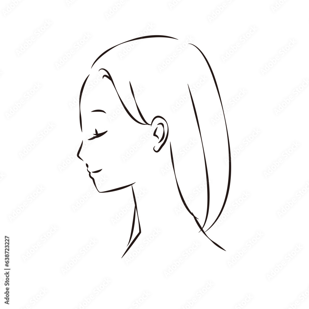 女性の横顔 首から上 女性の横顔 首から上