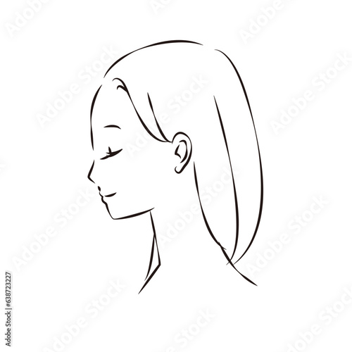 女性の横顔 首から上
