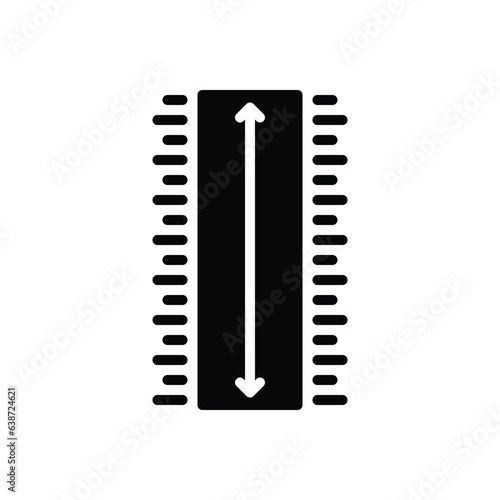 Black solid icon for length 